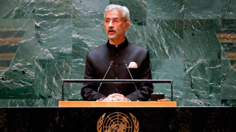 India’s Foreign Minister Subrahmanyam Jaishankar addresses the 78th United Nations General Assembly at UN headquarters in New York City on September 26, 2023. AFPPIX
