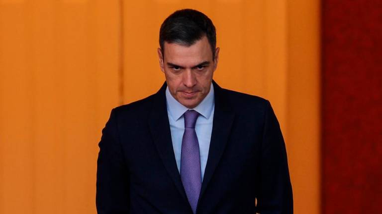 Spain’s Prime Minister Pedro Sanchez looks on as he waits for the arrival of Guatemala’s President before their meeting at La Moncloa Palace in Madrid, on January 20, 2023/AFPPix