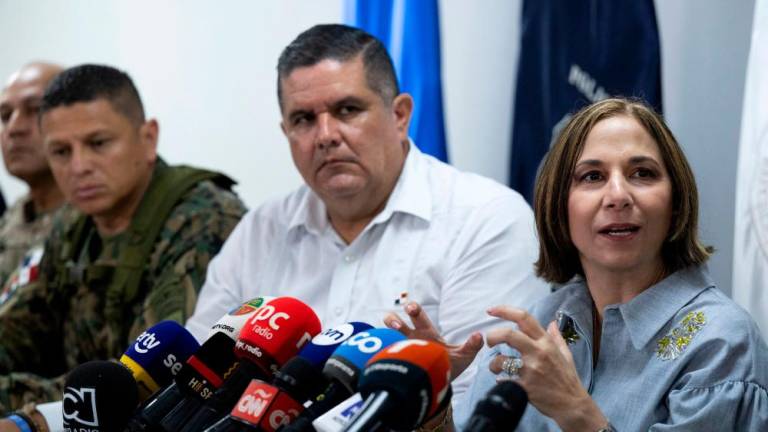 Panama's Director of National Migration Service, Zamira Gozzaine, speaks during a press conference in Panama City, on September 8, 2023. AFPPIX