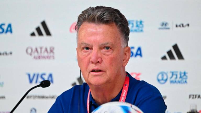 Netherlands’ coach #00 Louis Van Gaal gives a press conference at the Qatar National Convention Center (QNCC) in Doha on December 2, 2022, on the eve of the Qatar 2022 World Cup football match between the Netherlands and USA/AFPPix