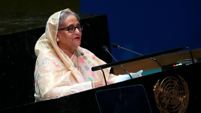 Prime Minister of Bangladesh Sheikh Hasina addresses the 78th United Nations General Assembly at UN headquarters in New York City, New York, US, September 22, 2023. REUTERSPIX