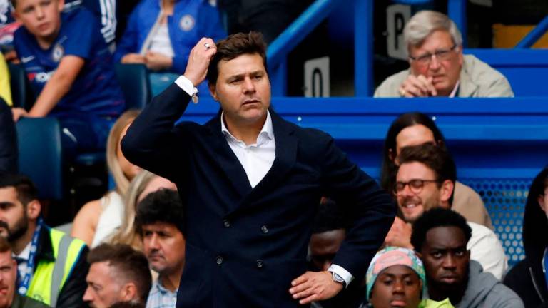 Chelsea's Argentinian head coach Mauricio Pochettino gestures on the touchline during the English Premier League football match between Chelsea and Aston Villa at Stamford Bridge in London on September 24, 2023. AFPPIX