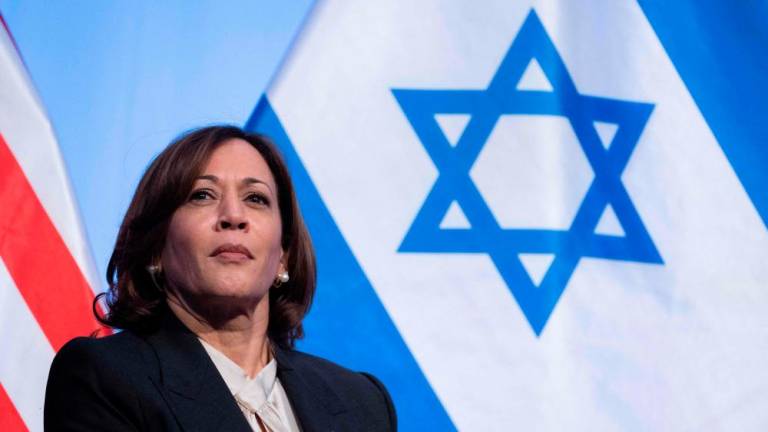 US Vice President Kamala Harris attends Israel’s Independence Day Reception, hosted by the Embassy of Israel to celebrate the 75th anniversary of the founding of the State of Israel, at the National Building Museum in Washington, DC, on June 6, 2023. AFPPIX