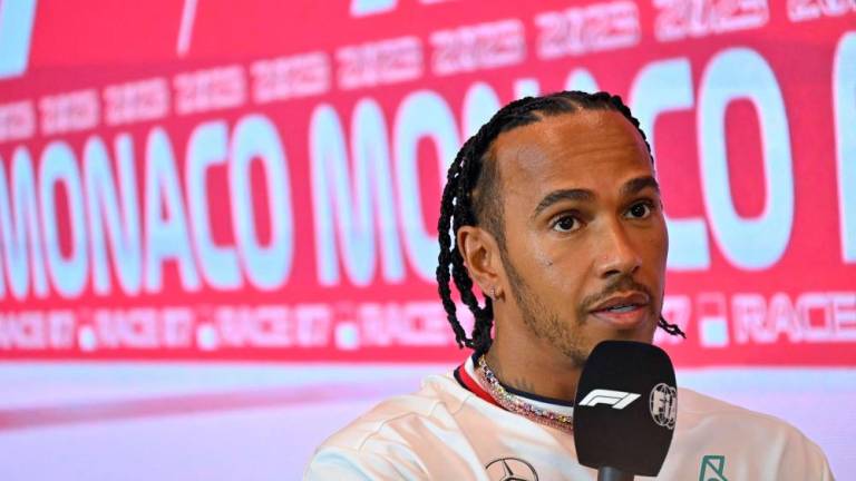 Mercedes’ British driver Lewis Hamilton attends the drivers’ press conference ahead of the Monaco Formula One Grand Prix in Monaco on May 25, 2023. The race will take place on May 28, 2023/AFPPix