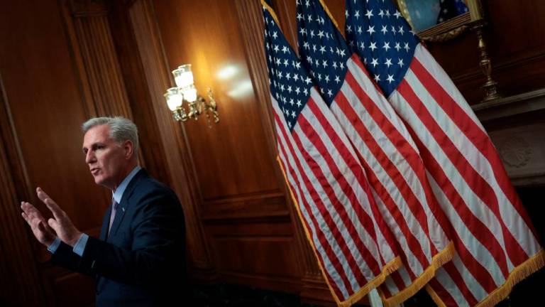 WASHINGTON, DC - OCTOBER 03: U.S. Rep. Kevin McCarthy (R-CA) answers questions at the Capitol after being ousted as House speaker October 3, 2023 in Washington, DC. REUTERSPIX