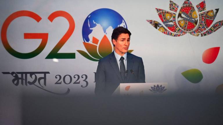 Canada's Prime Minister Justin Trudeau attends a press conference after the closing session of the G20 summit in New Delhi on September 10, 2023. - AFPPIX