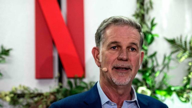 Hastings delivering a speech as he inaugurates the new offices of Netflix France, in Paris on Jan 17, 2020 – AFPpic