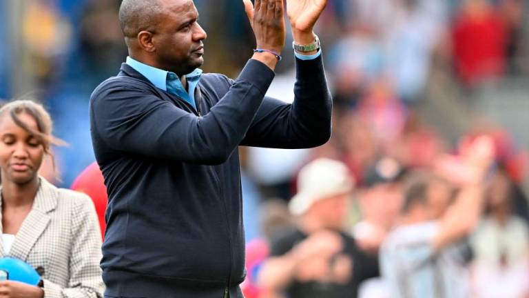 Crystal Palace’s French manager Patrick Vieira applauds supporters after the English Premier League football match between Crystal Palace and Manchester United at Selhurst Park in south London on May 22, 2022. AFPPIX