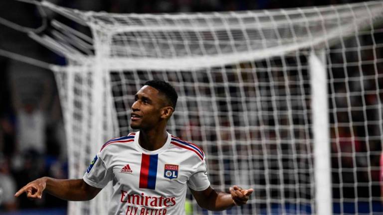 Lyon’s Brazilian forward Tete celebrates after scoring his team’s third goal during the French L1 football match between Olympique Lyonnais (OL) and ES Troyes AC at The Groupama Stadium in Decines-Charpieu, central-eastern France on August 19, 2022. AFPPIX
