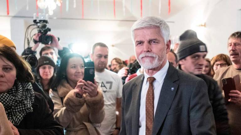 Presidential candidate and former Chief of the General Staff of the Army of the Czech Republic Petr Pavel meets with supporters during in the presidential elections on January 27, 2023 in Cernoucek village, Czech Republic. AFPPIX