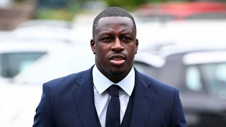 Manchester City and France footballer Benjamin Mendy arrives to Chester Crown Court in northwest England on August 15, 2022 for his trial for the alleged rape and assault of seven women. AFPPIX