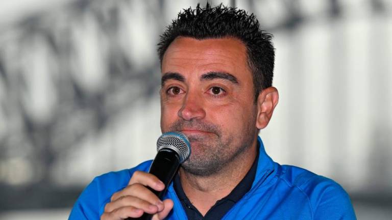 FC Barcelona head coach Xavi Hernandez speaks at a press conference in Sydney on May 24, 2022, on the eve of their friendly match against A-League All Stars. AFPPIX