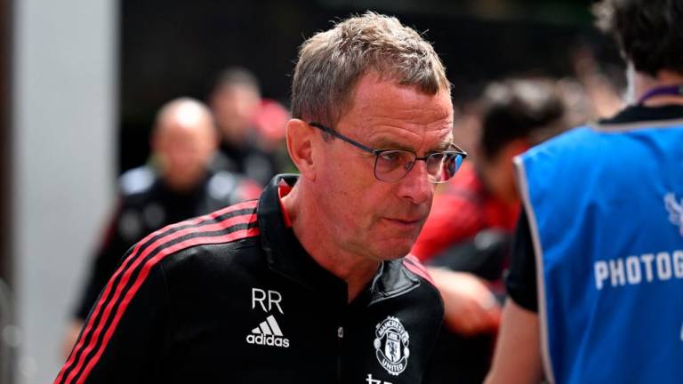 Manchester United German Interim head coach Ralf Rangnick arrives for the English Premier League football match between Crystal Palace and Manchester United at Selhurst Park in south London on May 22, 2022. AFPPIX