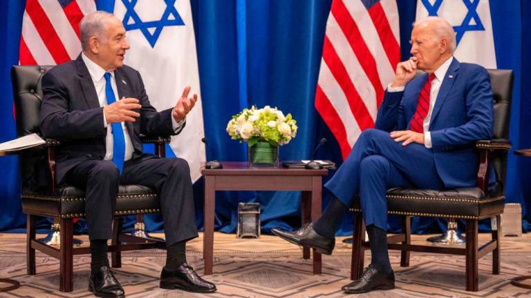 US President Joe Biden meets with Israeli Prime Minister Benjamin Netanyahu on the sidelines of the 78th United Nations General Assembly in New York City on September 20, 2023. AFPPIX