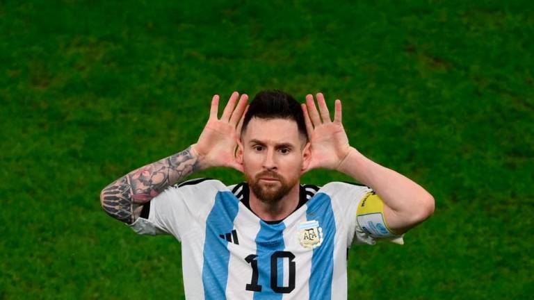 Argentina's forward #10 Lionel Messi celebrates after he scores his team's second goal from the penalty spot during the Qatar 2022 World Cup quarter-final football match between The Netherlands and Argentina at Lusail Stadium, north of Doha on December 9, 2022/AFPPix