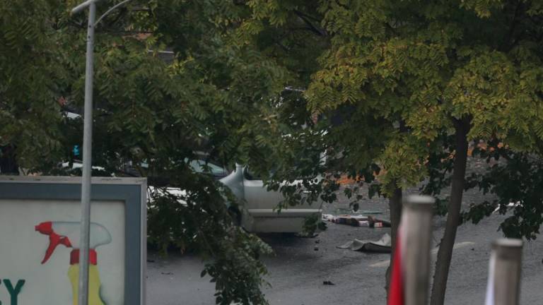 The scene of a bomb attack is partly seen in front of the Interior Ministry in Ankara, Turkey October 1, 2023. - REUTERSPIX