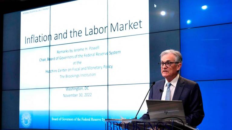 Powell speaking at the Brookings Institution in Washington on Wednesday. – AFPpic