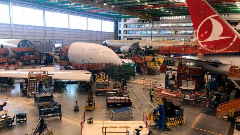 Boeing 787 Dreamliners are built at the aviation company’s North Charleston, South Carolina, assembly plant on May 30, 2023. The plant is located on the grounds of the joint-use Charleston Air Force Base and Charleston International Airport. – AFPpic