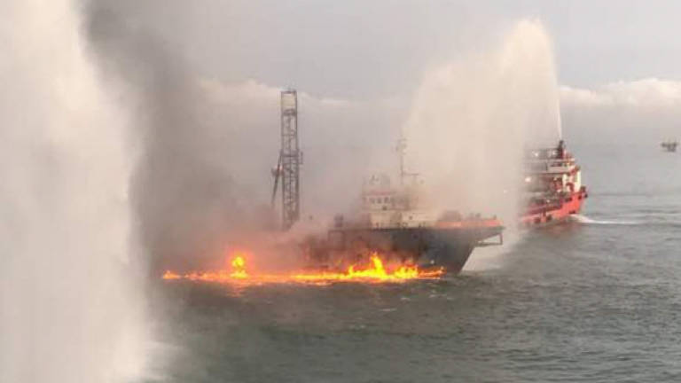 Crewman missing in oil drilling vessel fire
