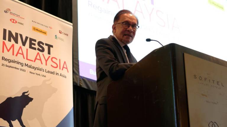 NEW YORK, 22 Sept -- Perdana Menteri Datuk Seri Anwar Ibrahim menyampaikan ucaptama pada majlis Invest Malaysia hari ini. fotoBERNAMA