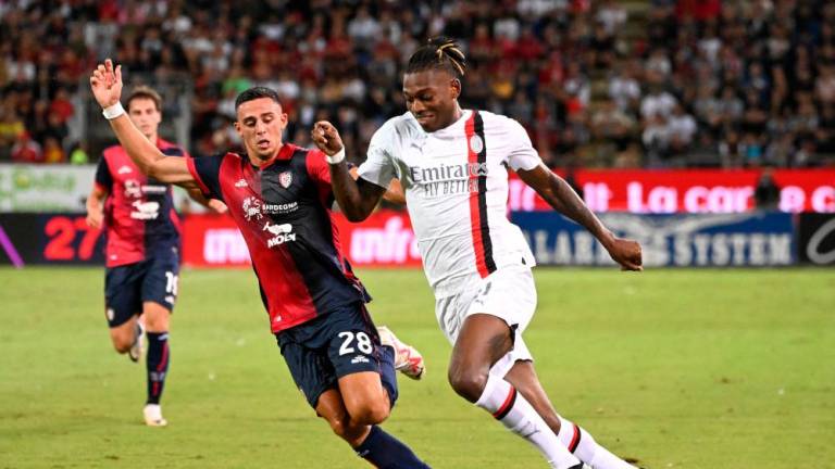 AC Milan’s Rafael Leao in action with Cagliari’s Gabriele Zappa/REUTERSPix