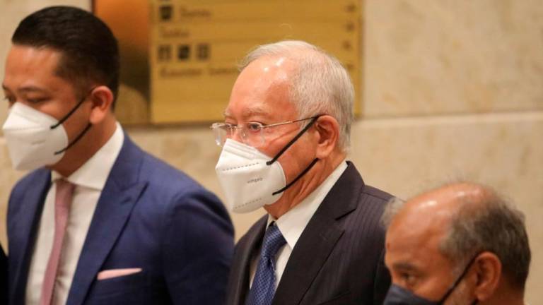 Former Malaysian Prime Minister Najib Razak is seen during the break of his court proceeding at the Federal Court, in Putrajaya, Malaysia August 15, 2022. REUTERSPIX