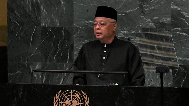 NEW YORK, Sept 23 -- Prime Minister Datuk Seri Ismail Sabri Yaakob delivering Malaysia’s National Statement in Bahasa Melayu at the 77th Session of the United Nations General Assembly (UNGA) here on Friday. - BERNAMAPIX
