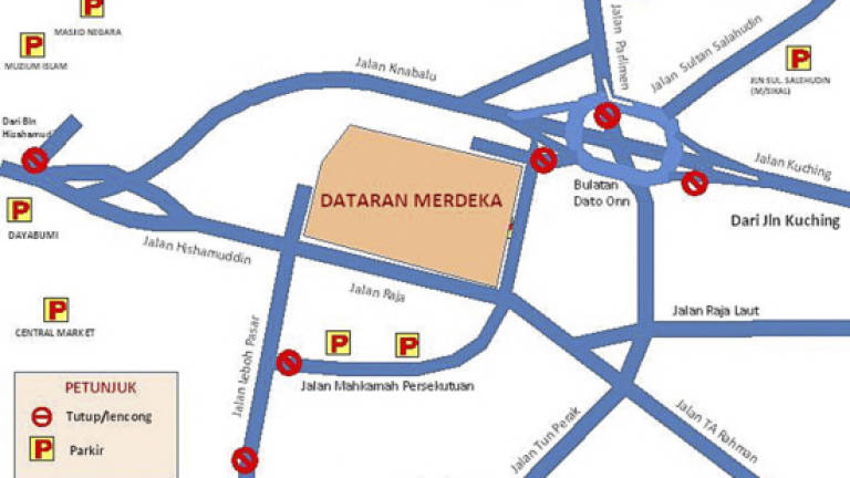 Roads surrounding Dataran Merdeka temporarily closed