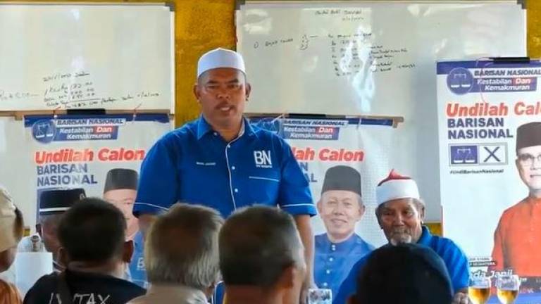 Barisan Nasional (BN) candidate Datuk Seri Mohd Johari Hussain during his campaign trail - BERNAMA TV