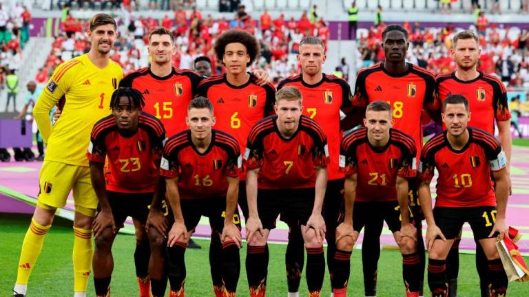 Belgium team players pose before the start of the Qatar 2022 World Cup Group F football match between Belgium and Morocco at the Al-Thumama Stadium in Doha on November 27, 2022/AFPPix