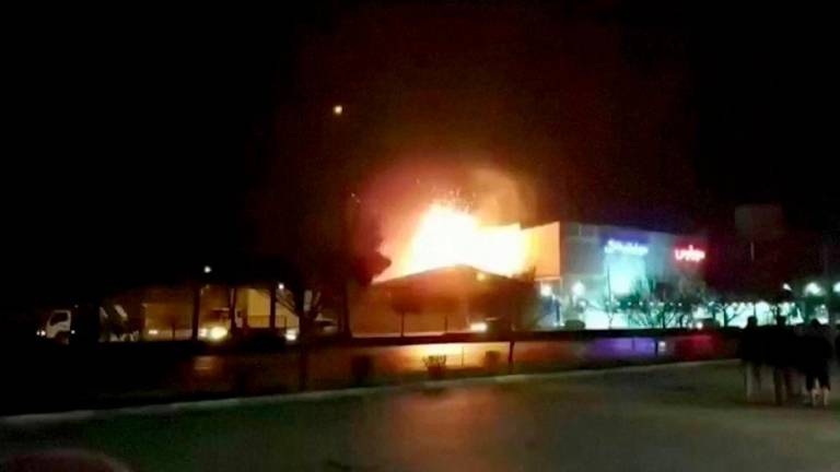 Eyewitness footage shows what is said to be the moment of an explosion at a military industry factory in Isfahan, Iran, January 29, 2023, in this still image obtained from a video. REUTERSPIX