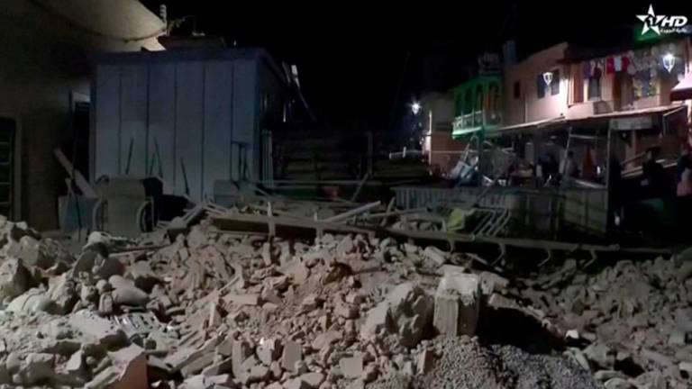 View of rubble from the earthquake in Marrakech, Morocco September 9, 2023 in this screen grab taken from a video. REUTERSPIX