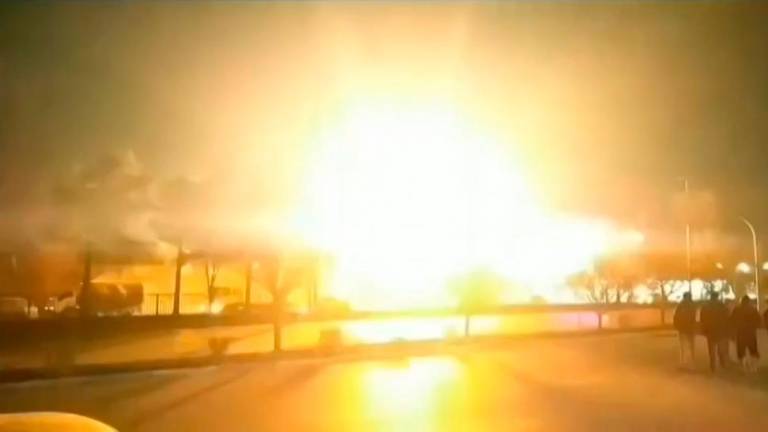 This image grab taken from a UGC video posted on January 29, 2023, reportedly shows an explosion in Iran's Isfahan province. Iran repelled a drone attack on a military site in central Isfahan province, the defence ministry said early Sunday acording to the IRNA news agency. AFPPIX