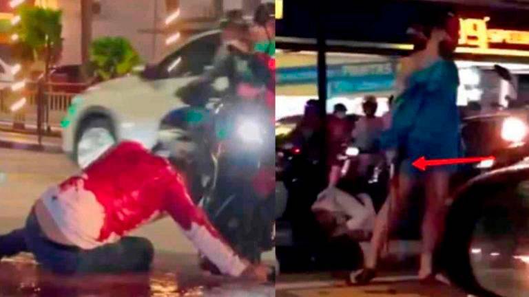 Three short videos of the incident, which were shared on social media, showed the injured victim on the ground covered in blood. Credit: Social media.