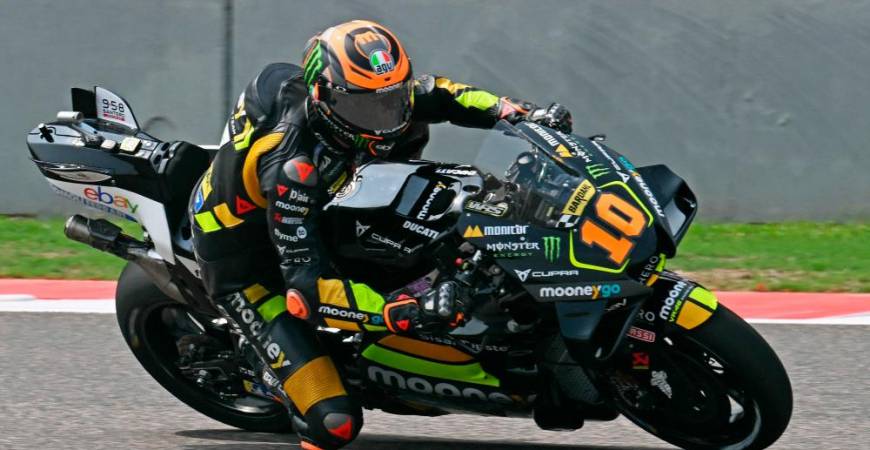 Mooney VR46 Racing’s Italian rider Luca Marini steers his bike during the first free practice session ahead of the Indian MotoGP Grand Prix at the Buddh International Circuit in Greater Noida on the outskirts of New Delhi, on September 22, 2023/AFPPix