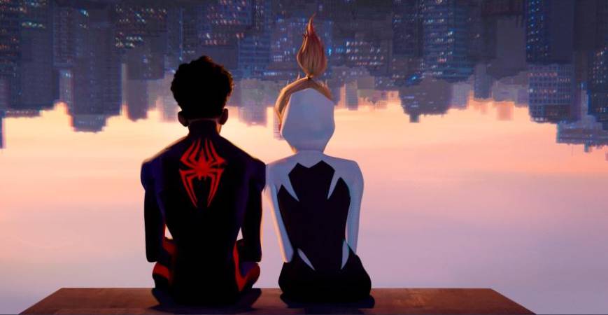 The promotional image showing Miles and Gwen. – Twitter