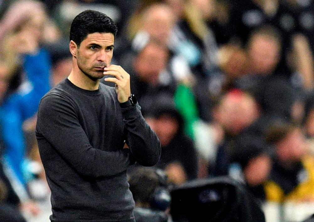 Arsenal's Spanish manager Mikel Arteta reacts during the English Premier League football match between Newcastle United and Arsenal at St James' Park in Newcastle-upon-Tyne, north east England on May 16, 2022. AFPpix