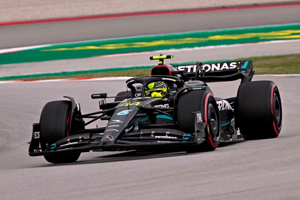 Mercedes’ British driver Lewis Hamilton competes in the Spanish Formula One Grand Prix race at the Circuit de Catalunya on June 4, 2023 in Montmelo, on the outskirts of Barcelona/AFPPix