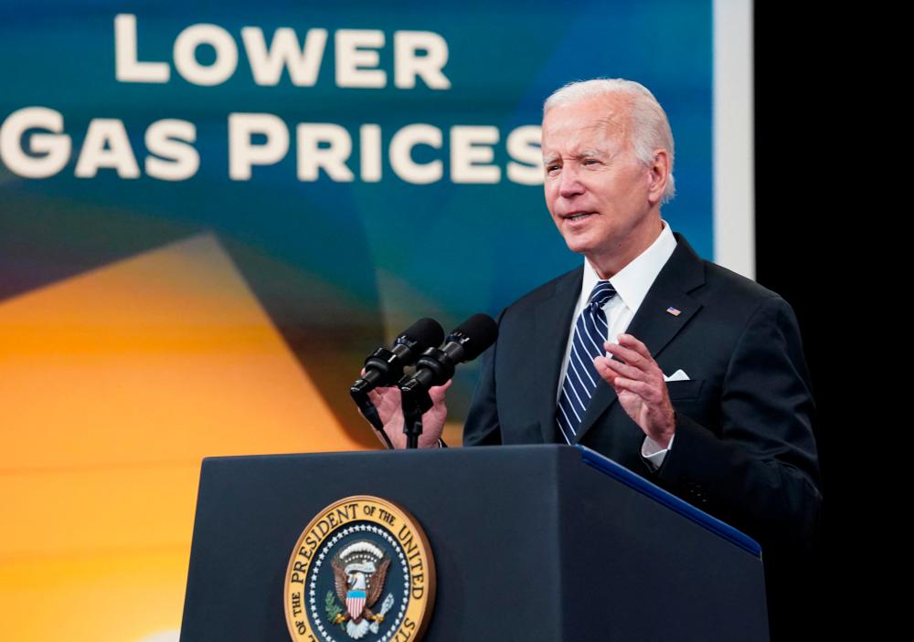 Biden calling for a federal petrol tax holiday as he speaks about fuel prices in the White House in Washington on Wednesday. REUTERSpix