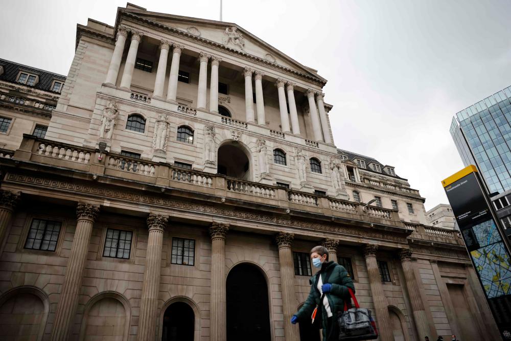 The Bank of England says Britain's economy will probably contract again by 4% in the first three months of 2021. – Reuters