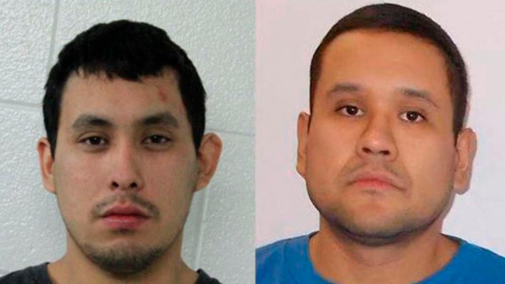 This handout combination of photos released on September 4, 2022 by the Royal Canadian Mounted Police Saskatchewan shows Damien Sanderson and Myles Sanderson, the two suspects in the stabbings in the Saskatchewan province in Canada. AFPPIX