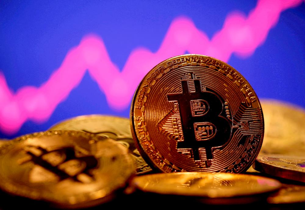 A representation of bitcoin is seen in front of a stock graph in this illustration. Bitcoin – the most popular digital currency by far – fell more than 60% last year, pressuring the digital assets industry. – Reuterspic