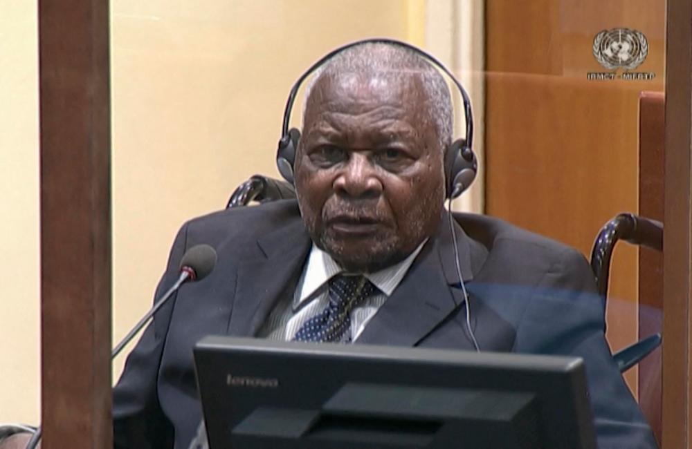 This screengrab taken from handout video footage released by The Mechanism for International Criminal Tribunals (MICT) on September 29, 2022, shows Felicien Kabuga, an alleged financier of the 1994 genocide in Rwanda, at a hearing in The Hague, on August 18, 2022, where he is facing charges of genocide and crimes against humanity. AFPPIX