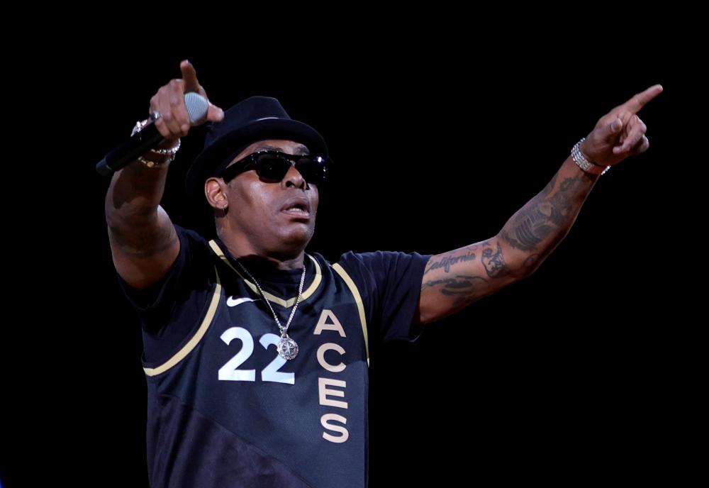 Rapper and actor Coolio performing during halftime of a game between the Connecticut Sun and the Las Vegas Aces at Michelob ULTRA Arena in Las Vegas, Nevada on May 31, 2022. – AFP