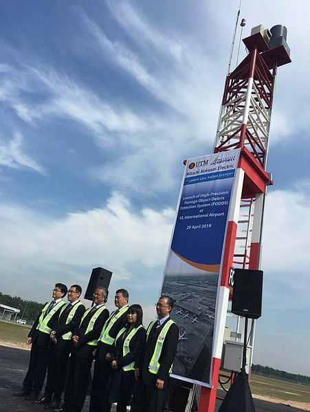 The foreign objects debris detection system (FODDS) tower at the KLIA that was commissioned on April 29, 2019.