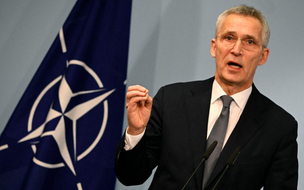 NATO chief Jens Stoltenberg gestures as he gives a joint press conference with Germany’s Defence Minister following talks on January 24, 2023 at the Defence Ministry in Berlin. AFPPIX