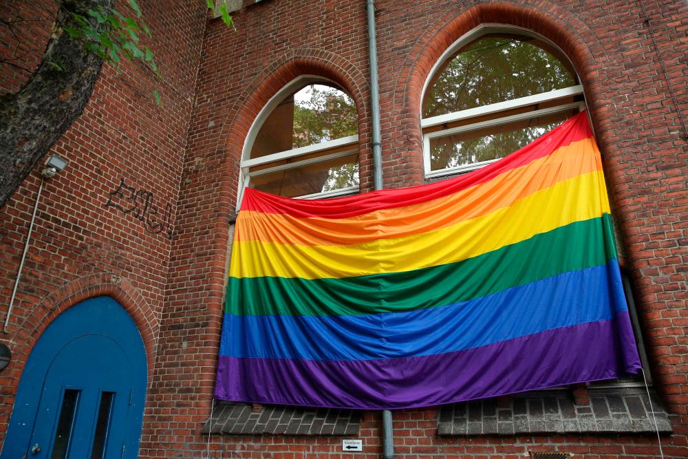 A rainbow flag hangs outside the Ibn Rushd-Goethe mosque in Berlin, Germany on July 1, 2022. AFPPIX