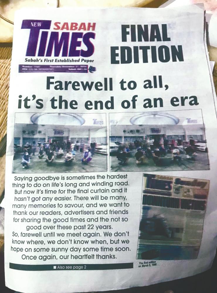 The final edition of New Sabah Times.