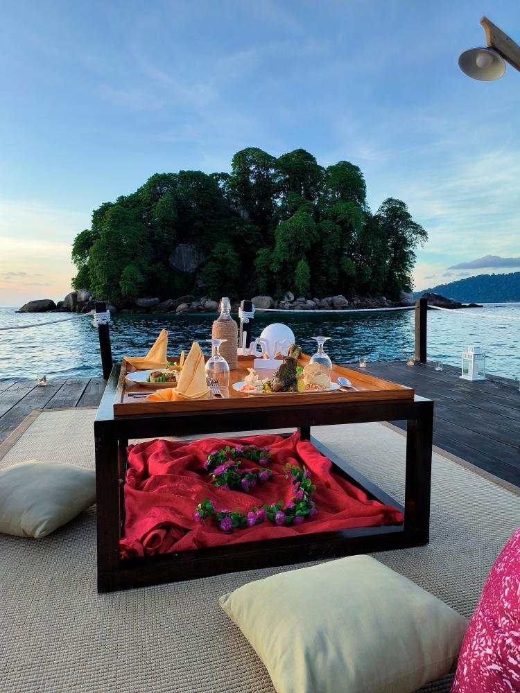$!The resort offers personalised dining options, including a romantic dinner for two on a pontoon.