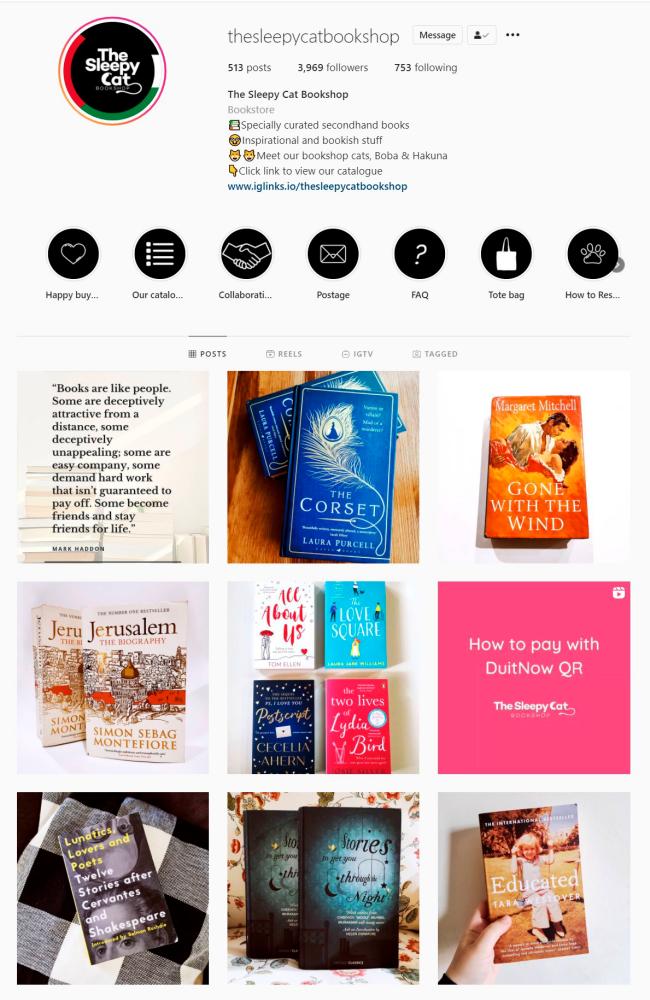 $!A screenshot of The Sleepy Cat Bookstore Instagram page.